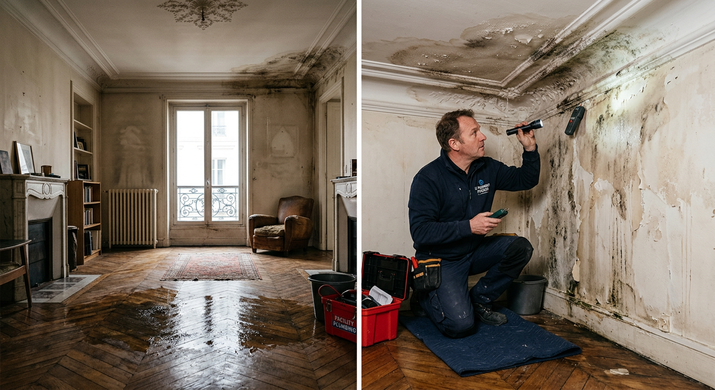 Intervention urgente dégât des eaux dans un appartement à Maisons-Laffitte